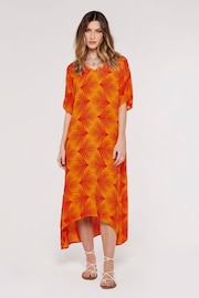 Apricot Orange Printed Midi Kaftan Dress - Image 1 of 5