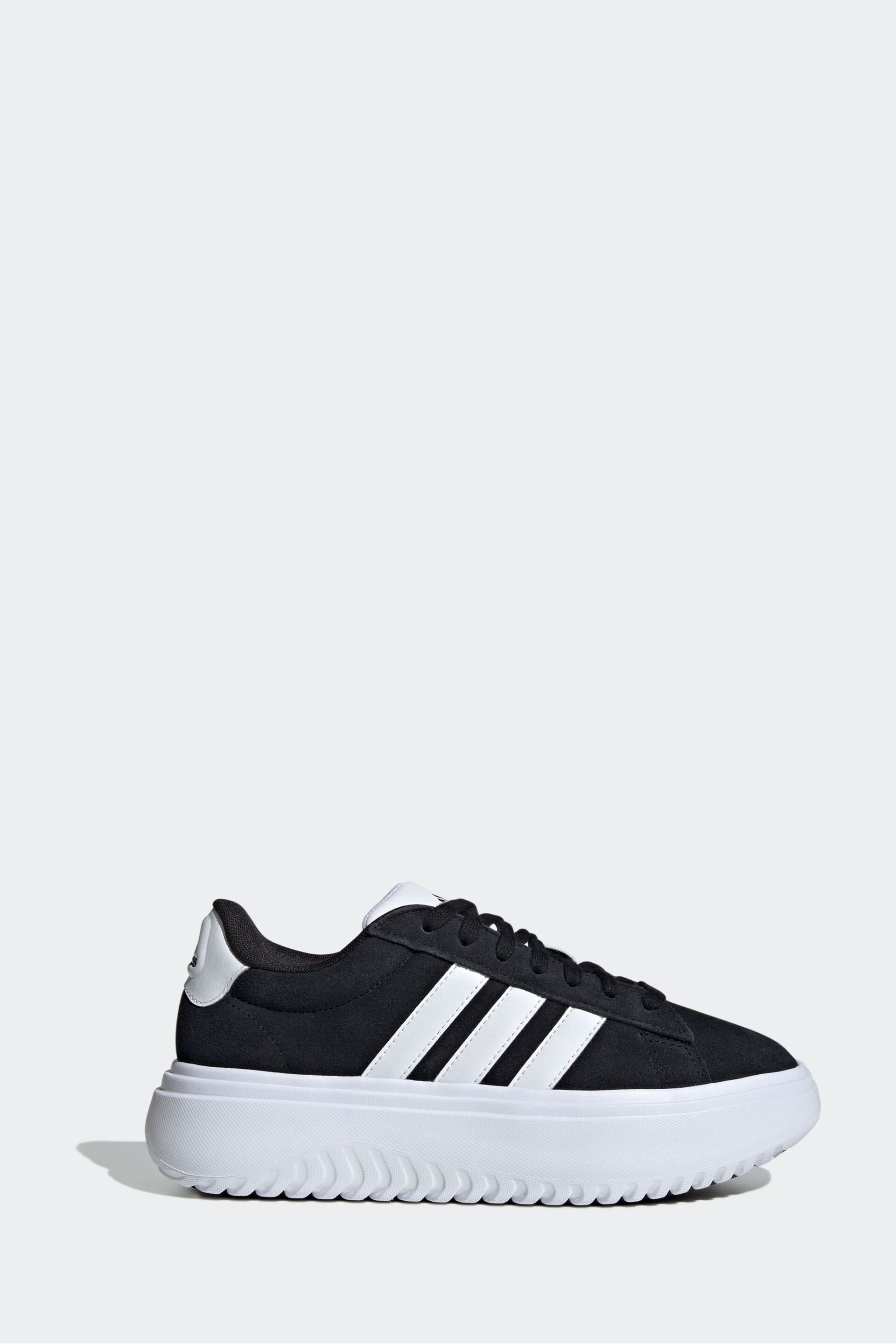 adidas Black Grand Court Platform Suede Shoes - Image 9 of 10