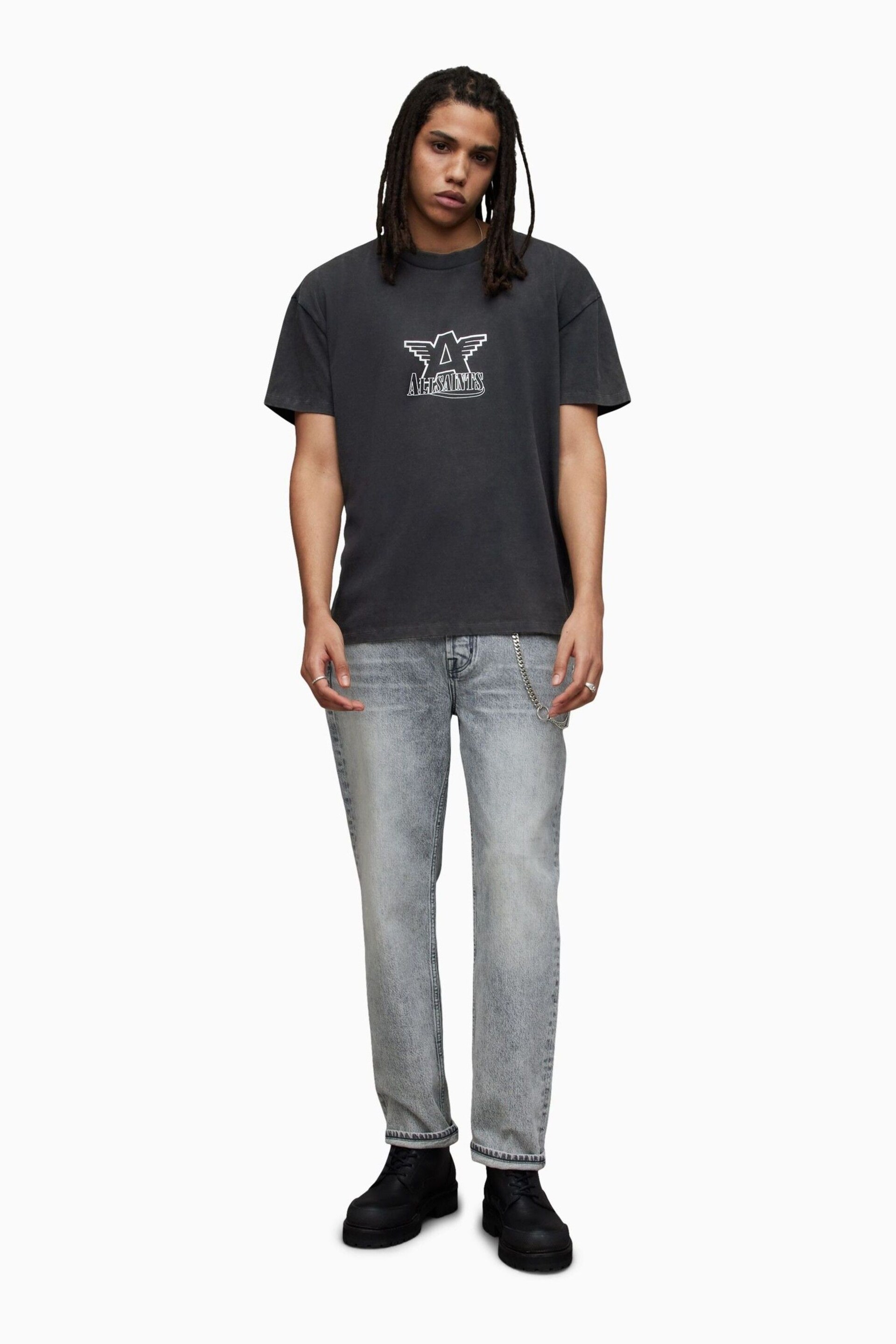 AllSaints Black Match Crew T-Shirt - Image 4 of 6