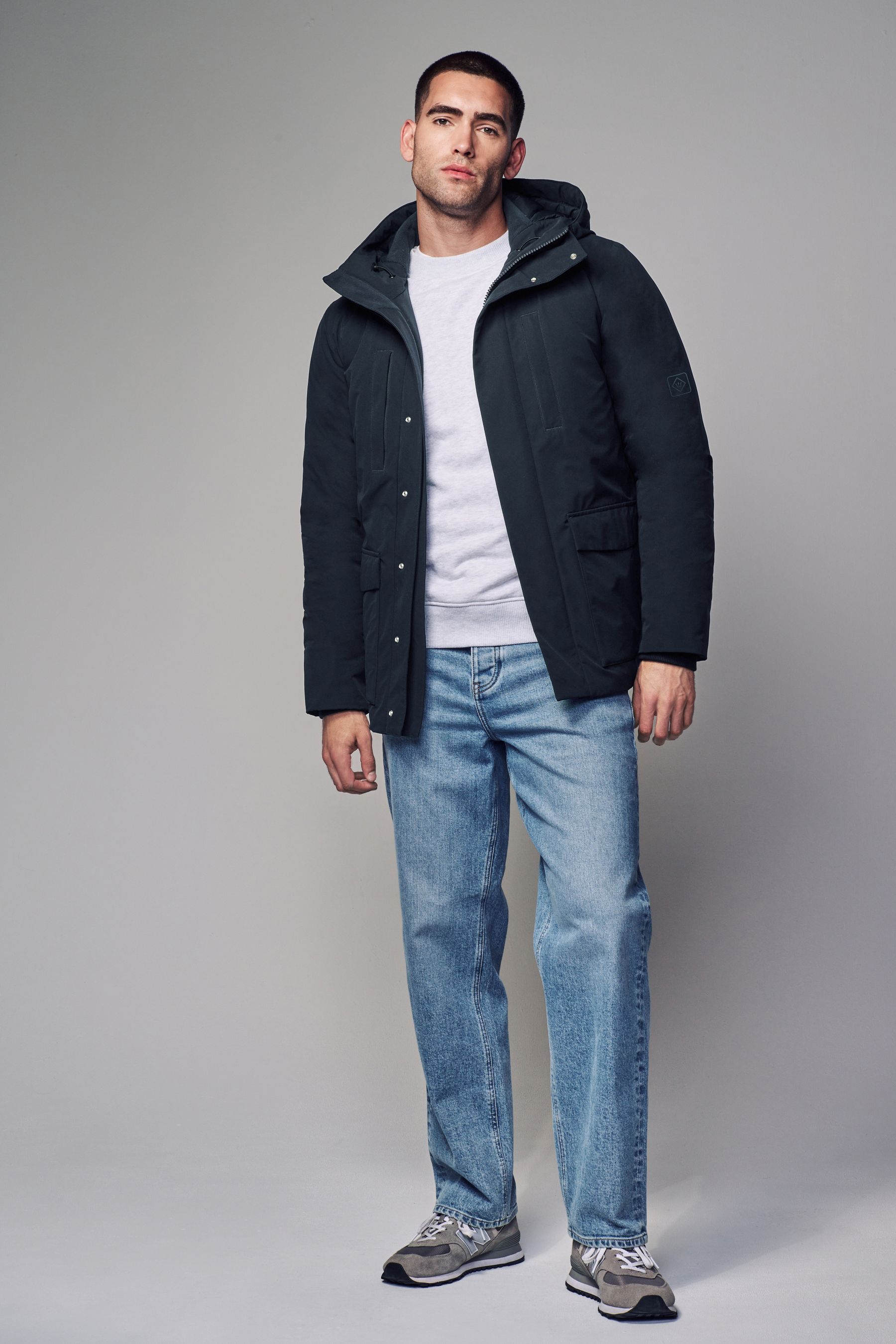 Buy Navy Blue Borg Lined Shower Resistant Hooded Parka Jacket from the Next UK online shop