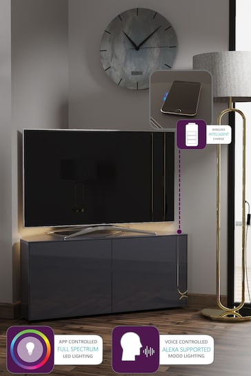 Frank Olsen Grey Smart LED Corner TV Stand