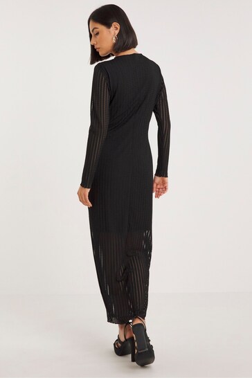 Simply Be Textured Jersey Black Midi Dress
