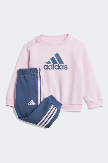 adidas Pink/Blue Sportswear Badge Of Sport Joggers Set