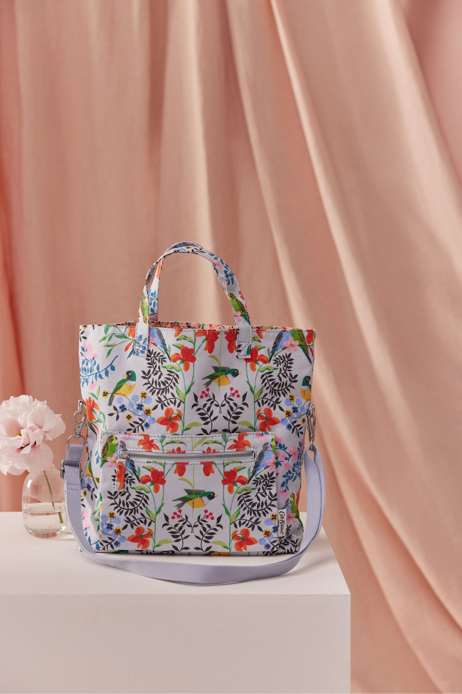 Cath Kidston White Birds Print Canvas Multi Way Cross Body Bag