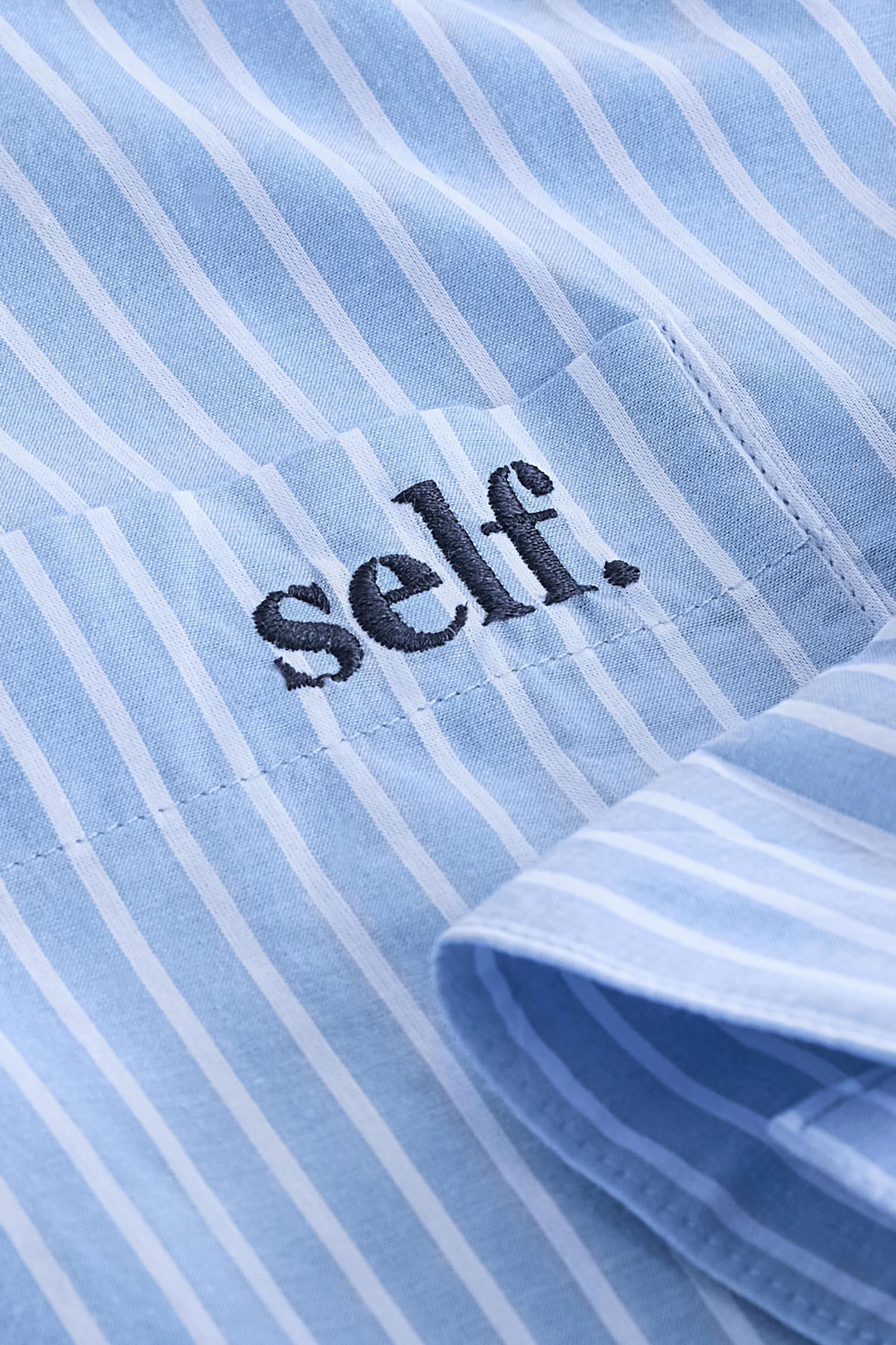 self. Blue Oversized Cotton Shirt - Image 6 of 6