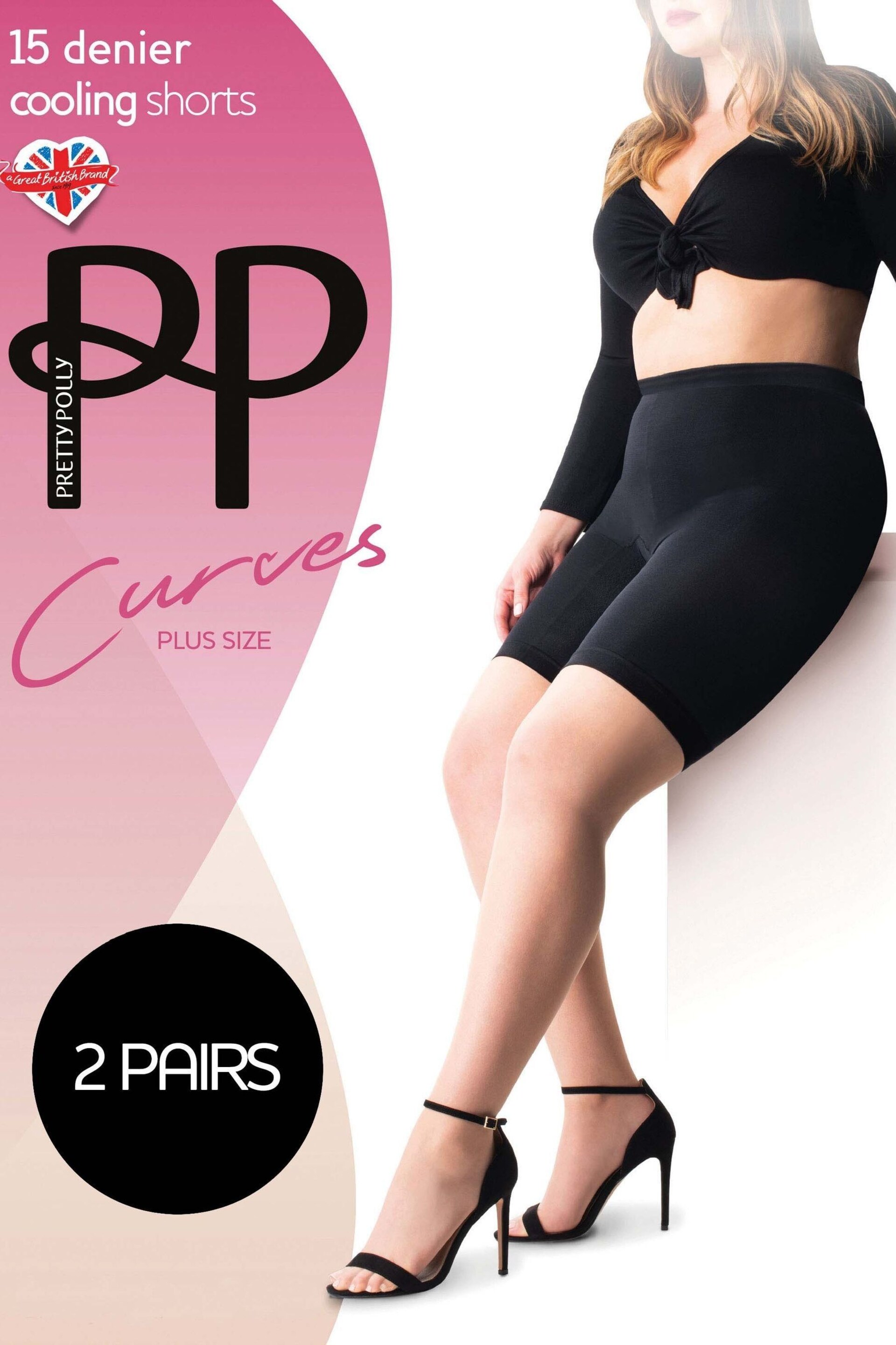 Pretty Polly Curves Cooling Anti Chafing Black Shorts 2 Pair Pack - Image 1 of 6