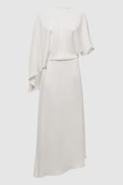 Reiss Ivory Naomi Cape Sleeve Asymmetric Maxi Dress - Image 2 of 4