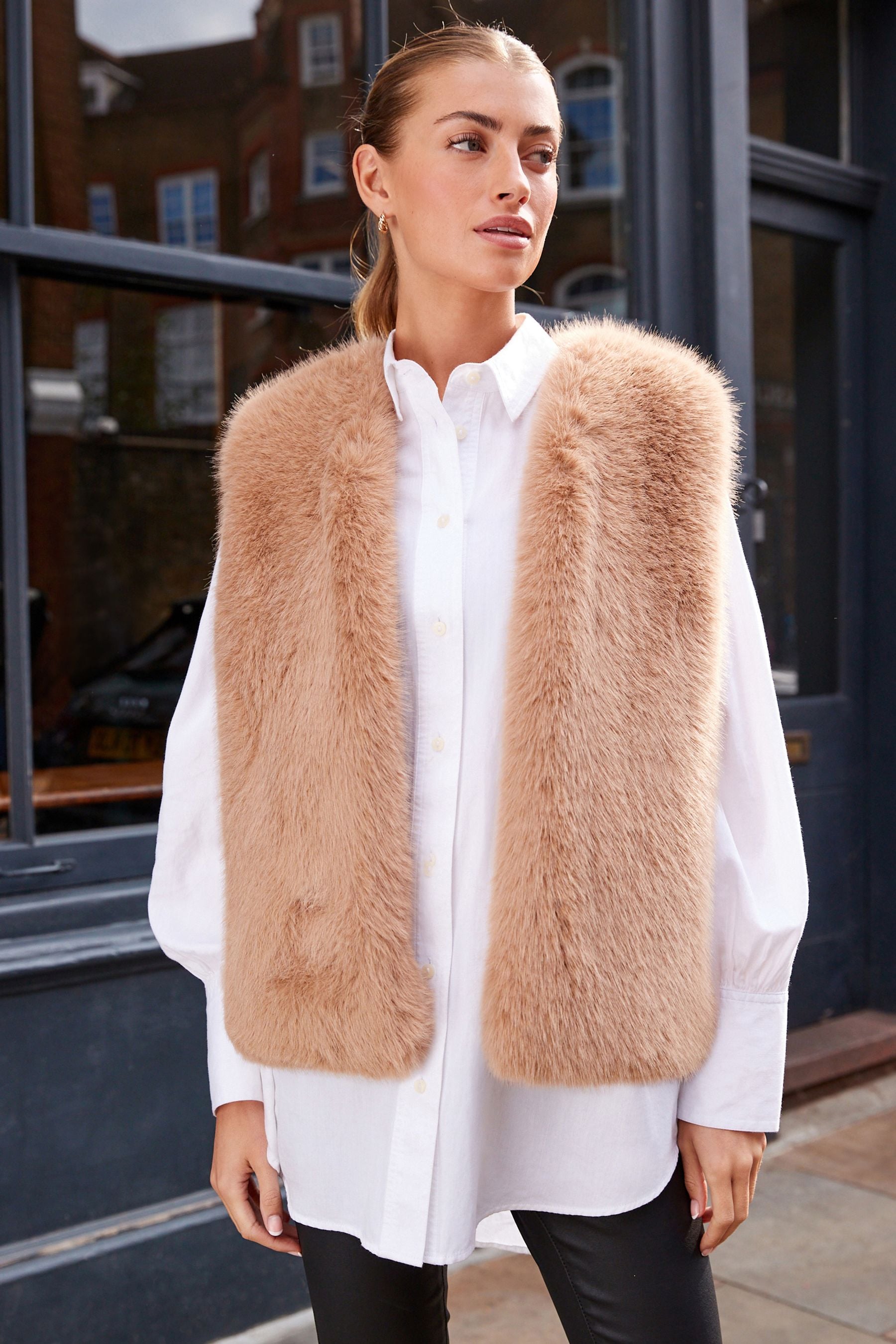 Buy Camel Faux Fur Gilet from the Next UK online shop