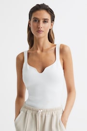 Reiss White Daisy Sweetheart Neck Top - Image 1 of 7