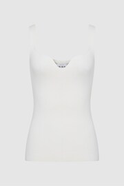 Reiss White Daisy Sweetheart Neck Top - Image 2 of 7