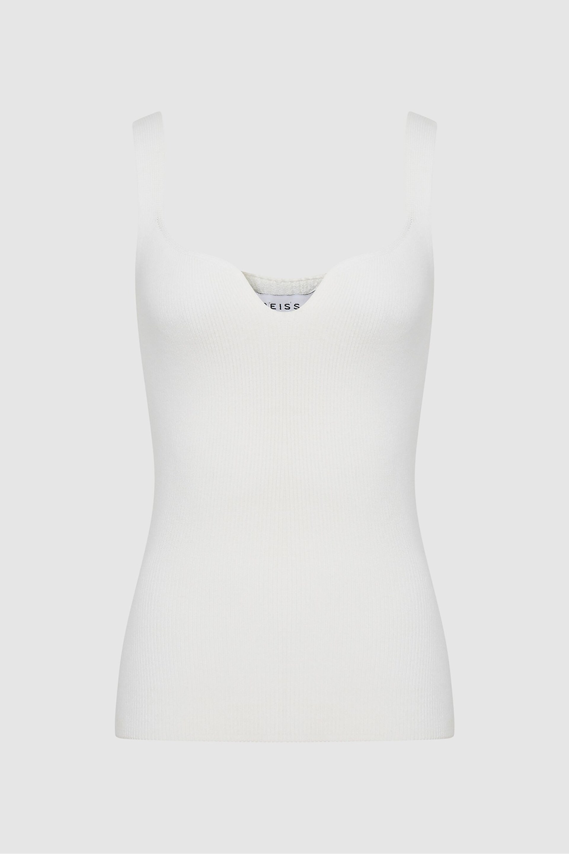 Reiss White Daisy Sweetheart Neck Top - Image 2 of 7