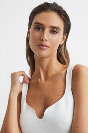 Reiss White Daisy Sweetheart Neck Top - Image 4 of 7