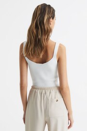 Reiss White Daisy Sweetheart Neck Top - Image 5 of 7