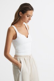Reiss White Daisy Sweetheart Neck Top - Image 6 of 7