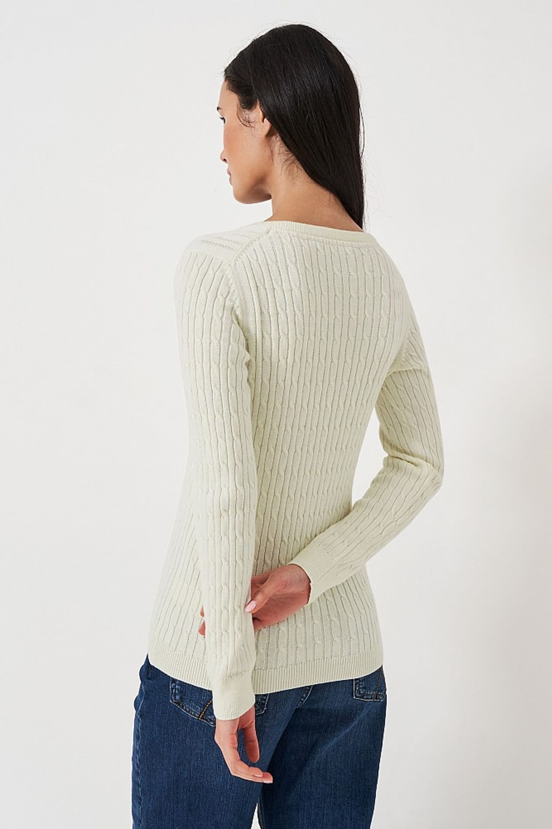 Crew Clothing Heritage Cable V-Neck Jumper - Image 2 of 4