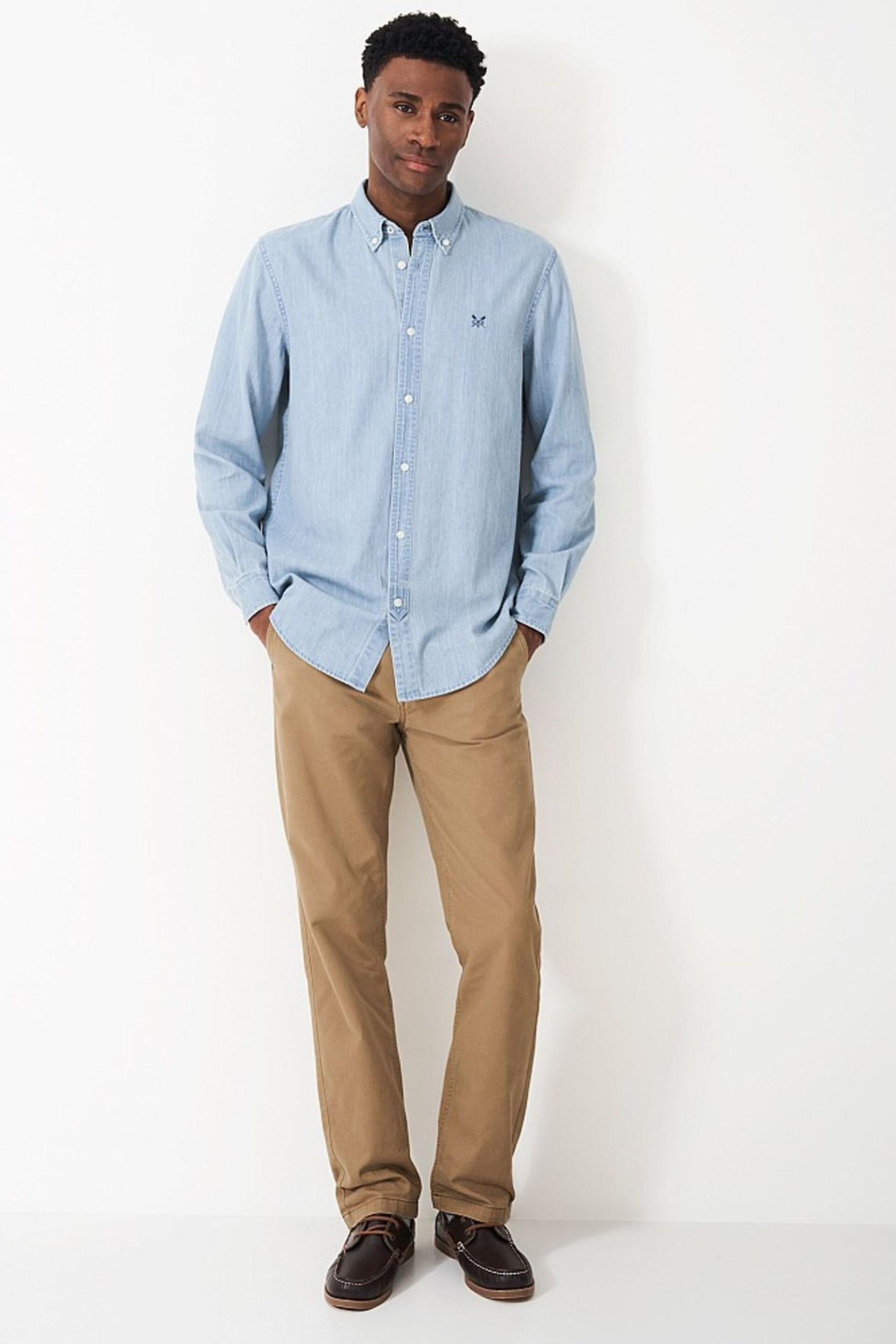 Crew Clothing Classic Chambray Long Sleeve Shirt - Image 1 of 5