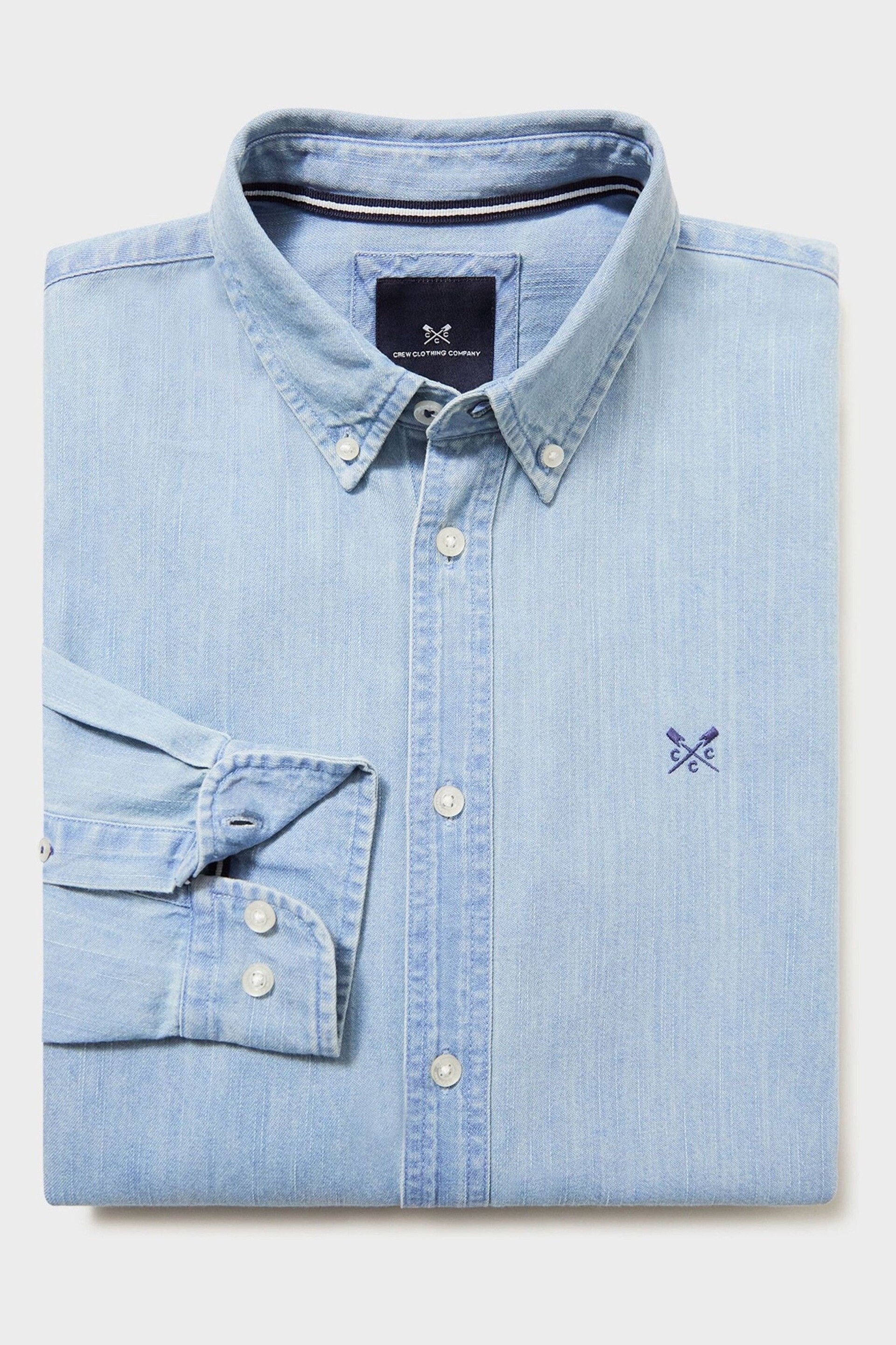 Crew Clothing Classic Chambray Long Sleeve Shirt - Image 5 of 5