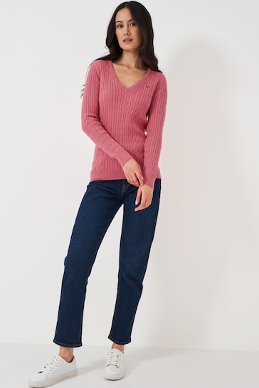 Crew Clothing Heritage Cable V-Neck Jumper