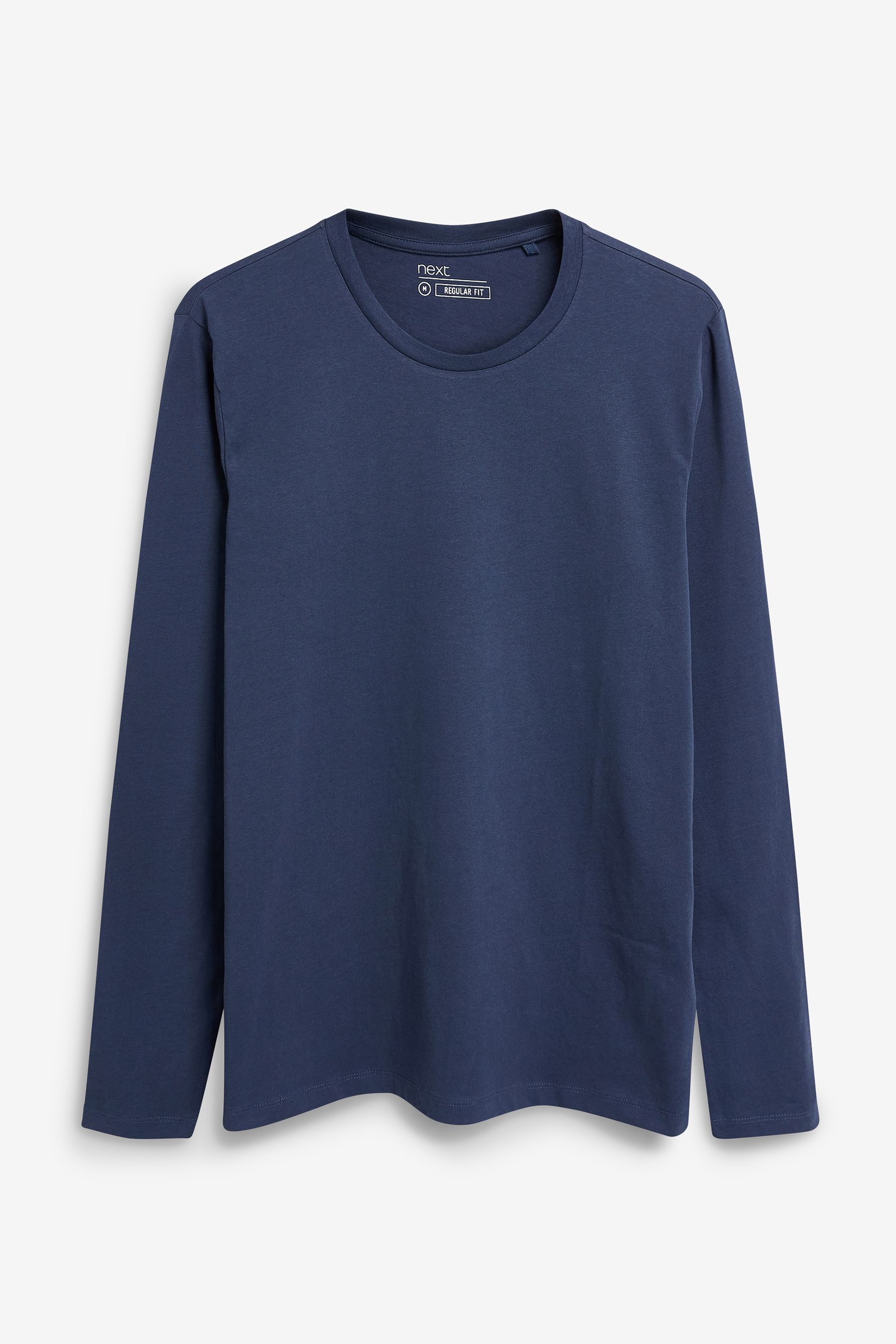 Buy Navy Blue Regular Fit Long Sleeve Crew Neck 100 Cotton T Shirt from the Next UK online shop