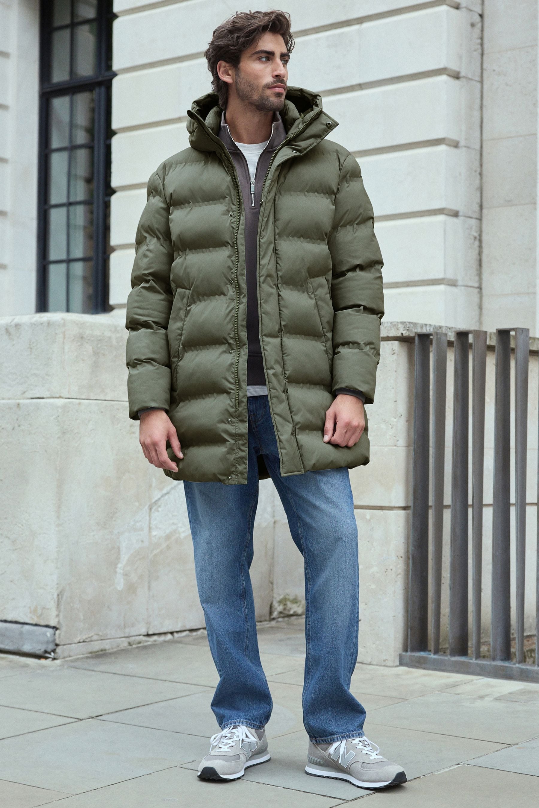 Green long puffer coat on sale