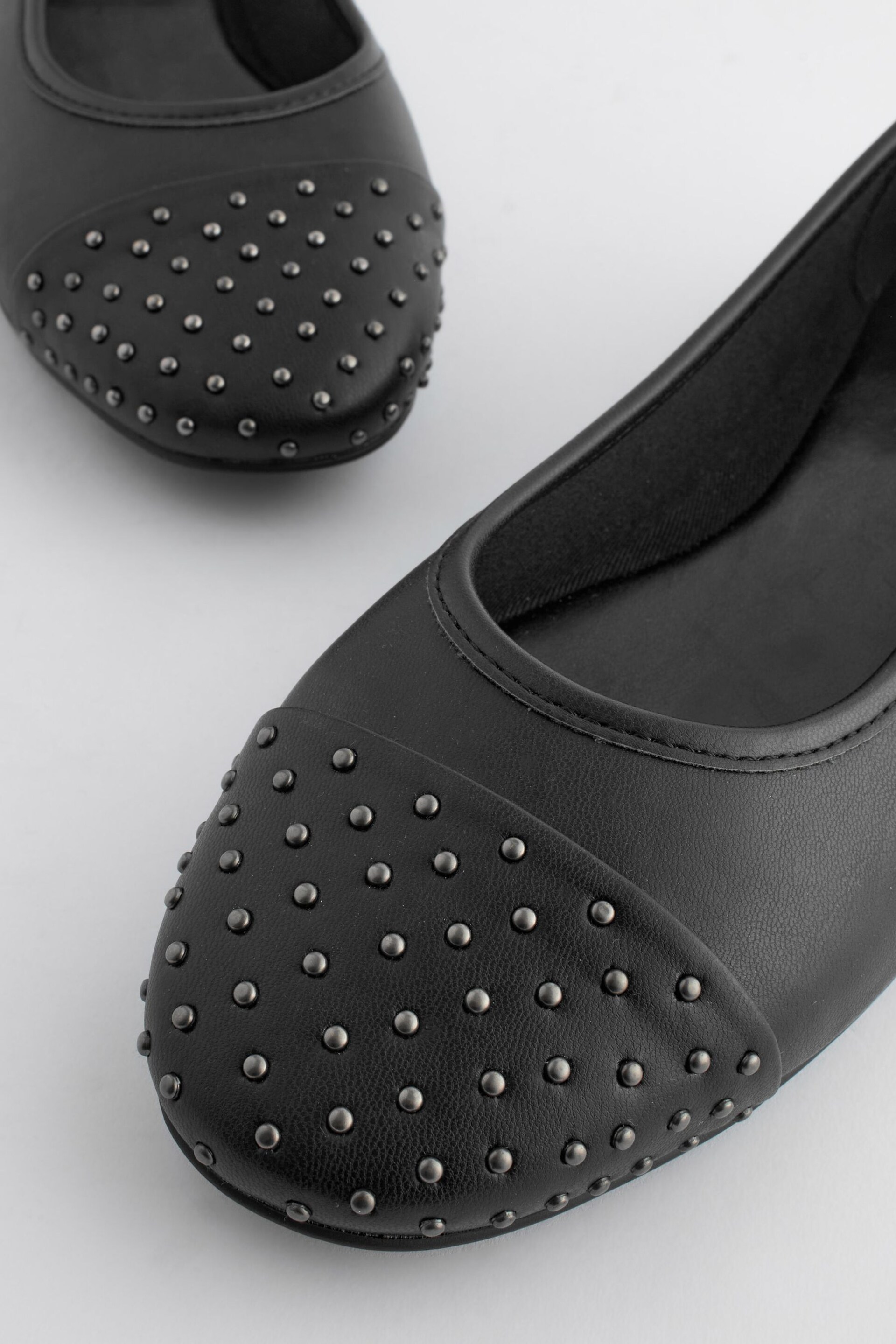 Black Forever Comfort Studded Toe Cap Ballerinas - Image 3 of 4