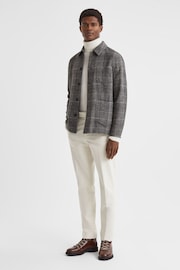 Reiss Charcoal Covert Wool Blend Check Overshirt - Image 3 of 5