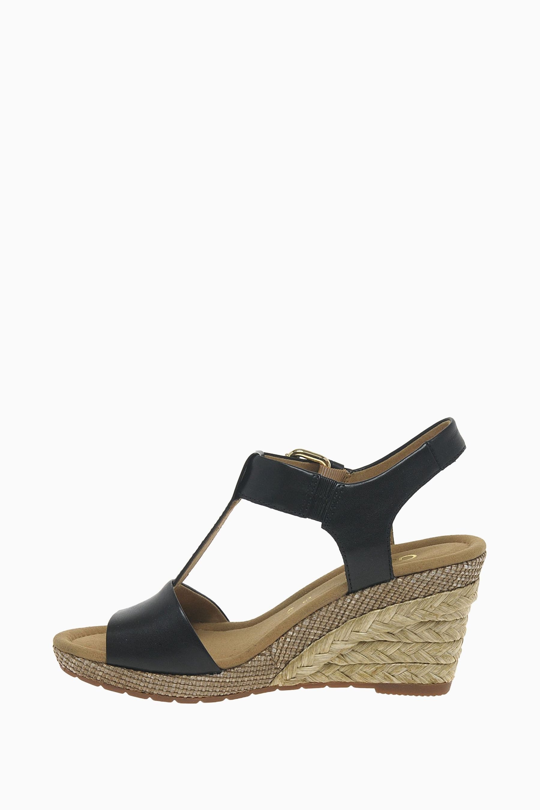 Buy Gabor Karen Black Leather Wedge Sandals from the Next UK