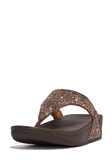 FitFlop Lulu Glitter Toe-Post Brown Sandals