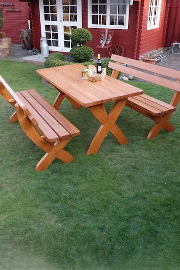 Promex Brown Landsberg Premium Wooden Garden Dining Set