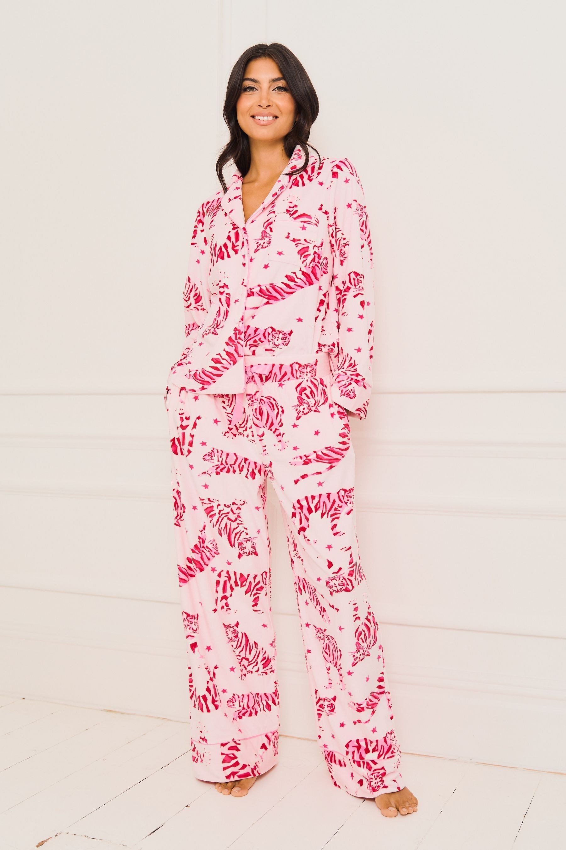 Buy Jim Jam the Label Pink Tiger Print Pyjama Set from Next Luxembourg