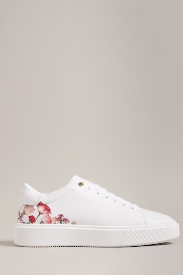 Ted Baker White Floral Printed Lorny Platform Trainers