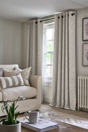 Natural Textured Fleck Eyelet Lined Curtains - Image 1 of 5