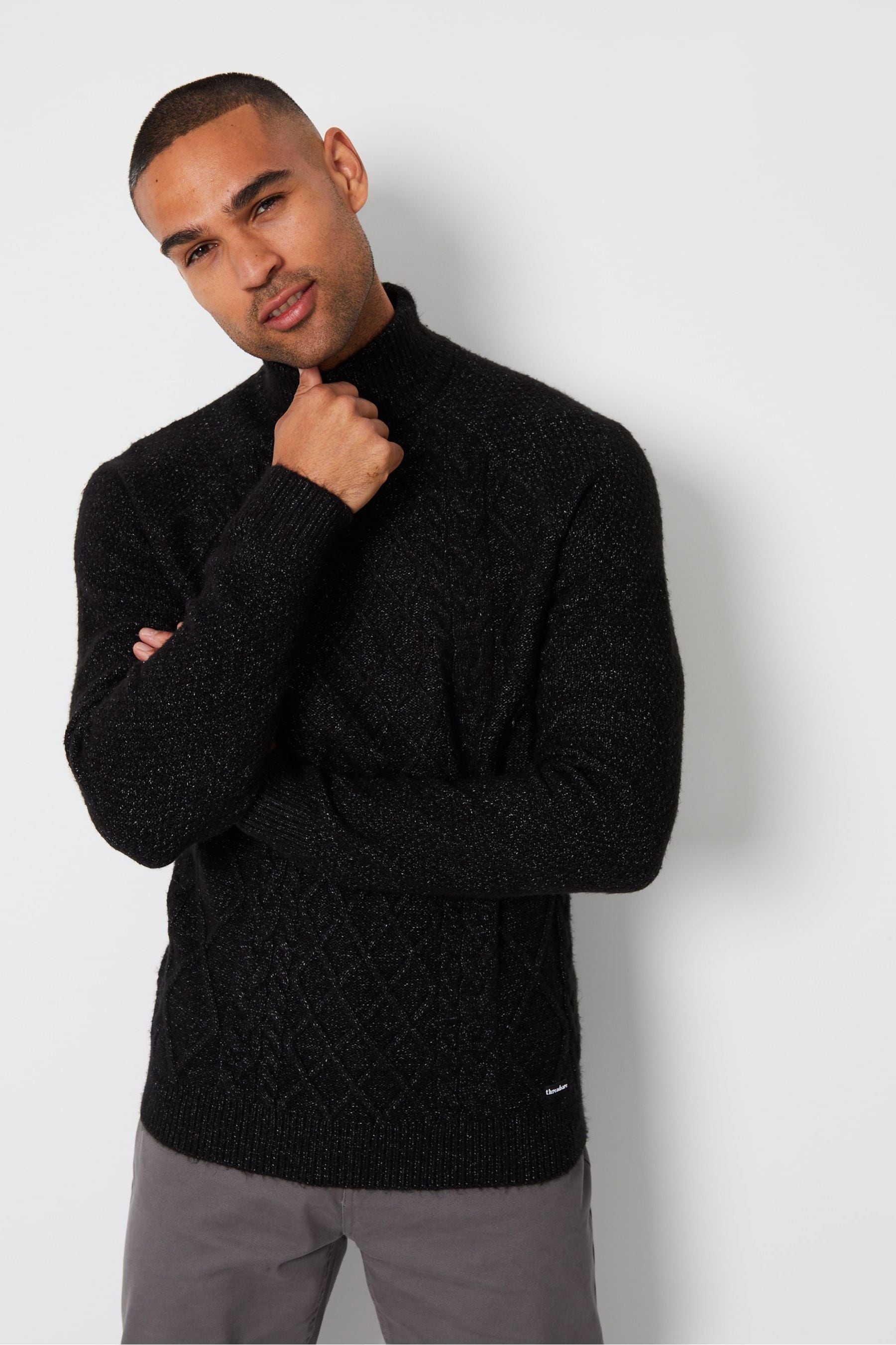 Black turtleneck knit jumper new arrivals