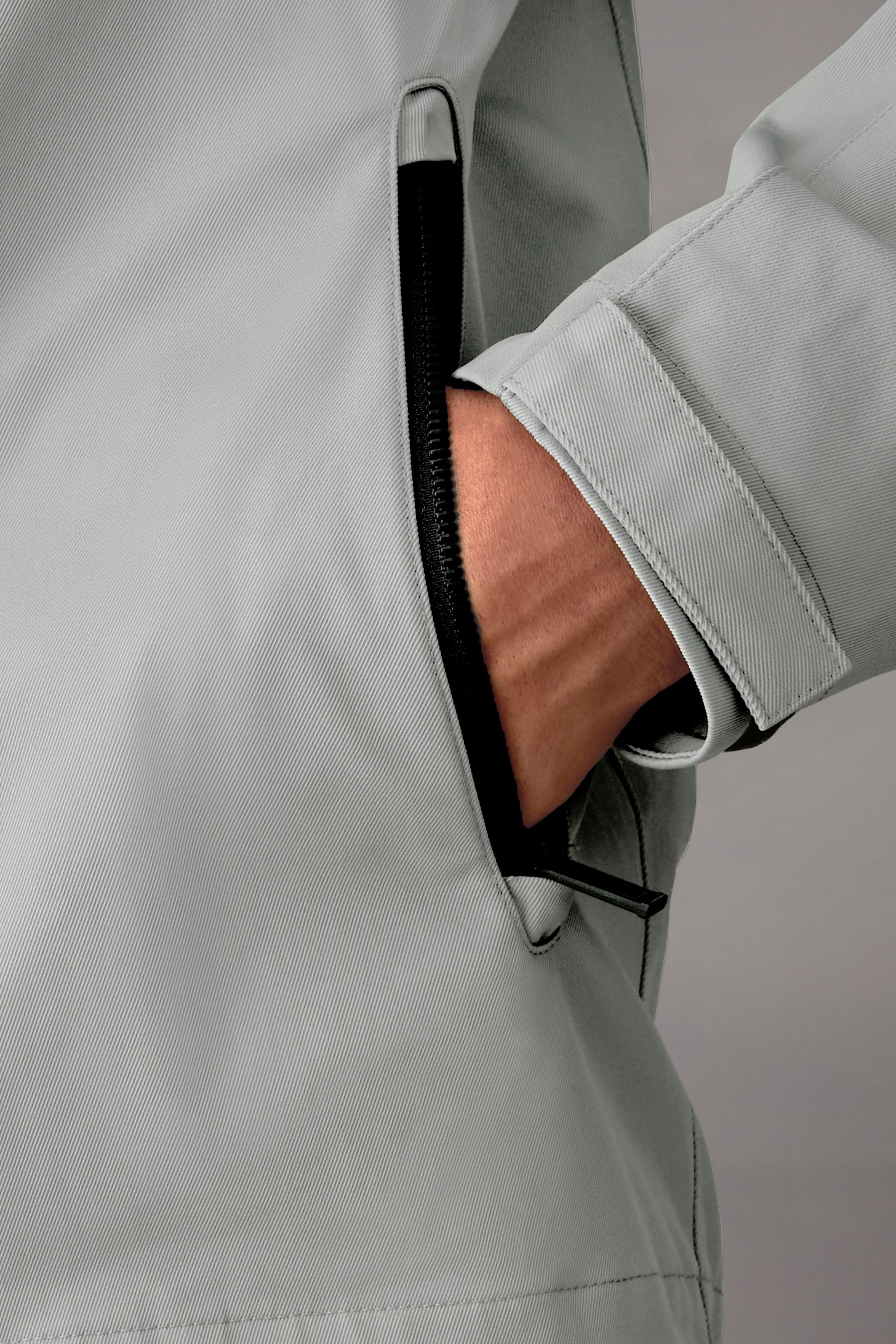 Grey Hooded Shower Resistant Jacket