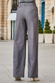Sosandar Grey Pinstripe Belted Wide Leg Trousers - Image 2 of 5