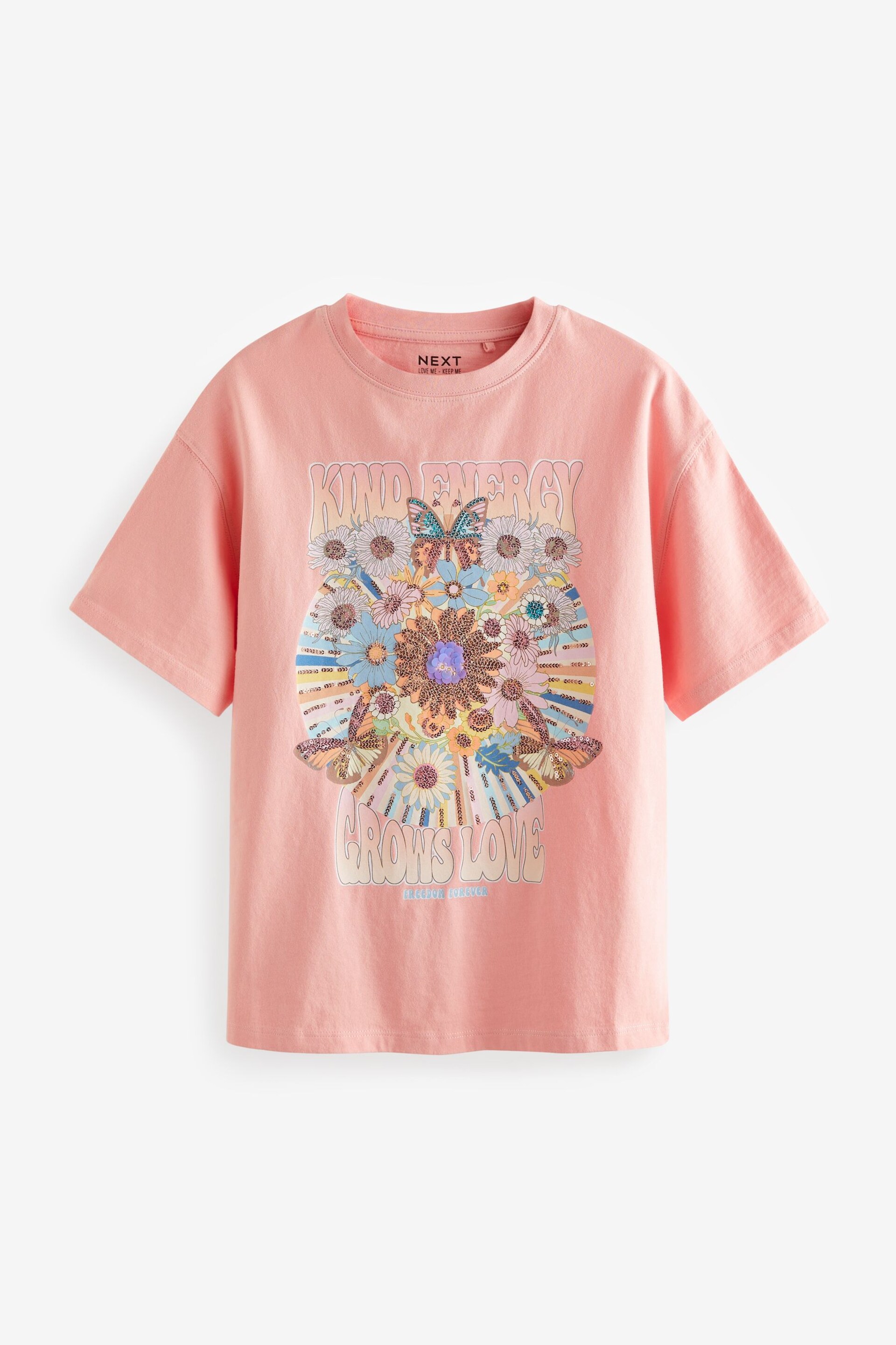 Pink Oversized Embellished Graphic T-Shirt (3-16yrs) - Image 5 of 7
