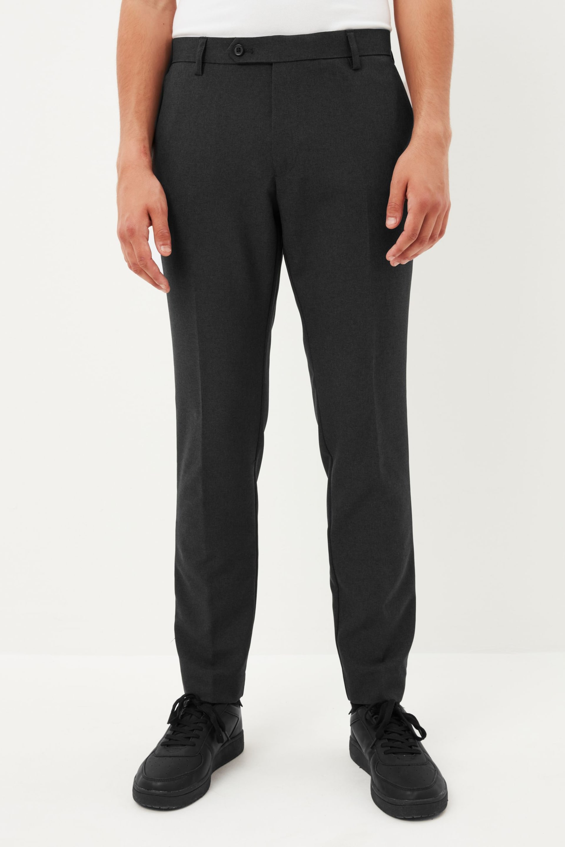 Charcoal Grey Skinny Machine Washable Plain Front Smart Trousers - Image 1 of 8