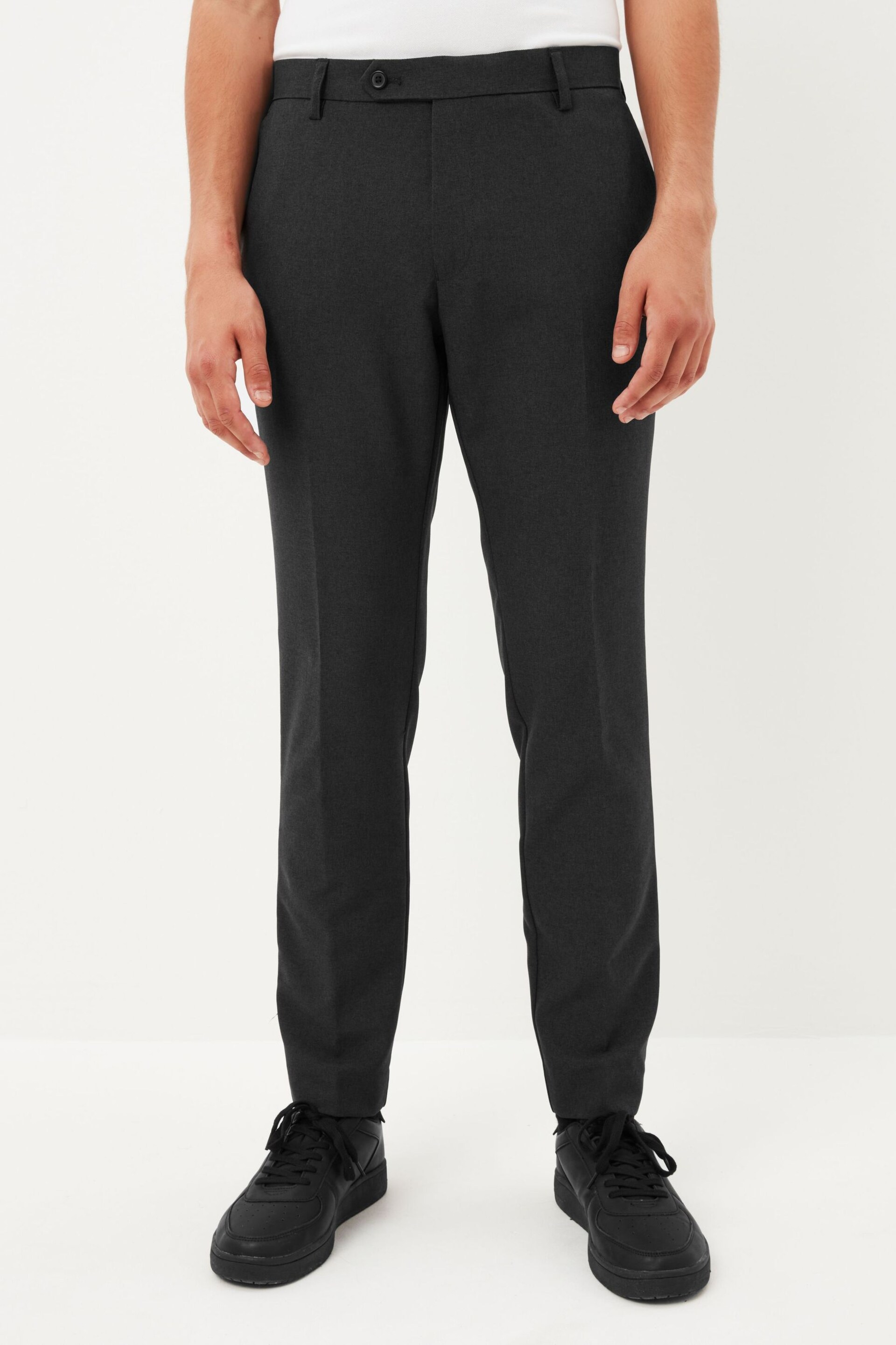 Charcoal Grey Skinny Machine Washable Plain Front Smart Trousers - Image 8 of 8