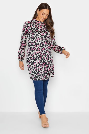M&Co Pink High Neck Tie Tunic