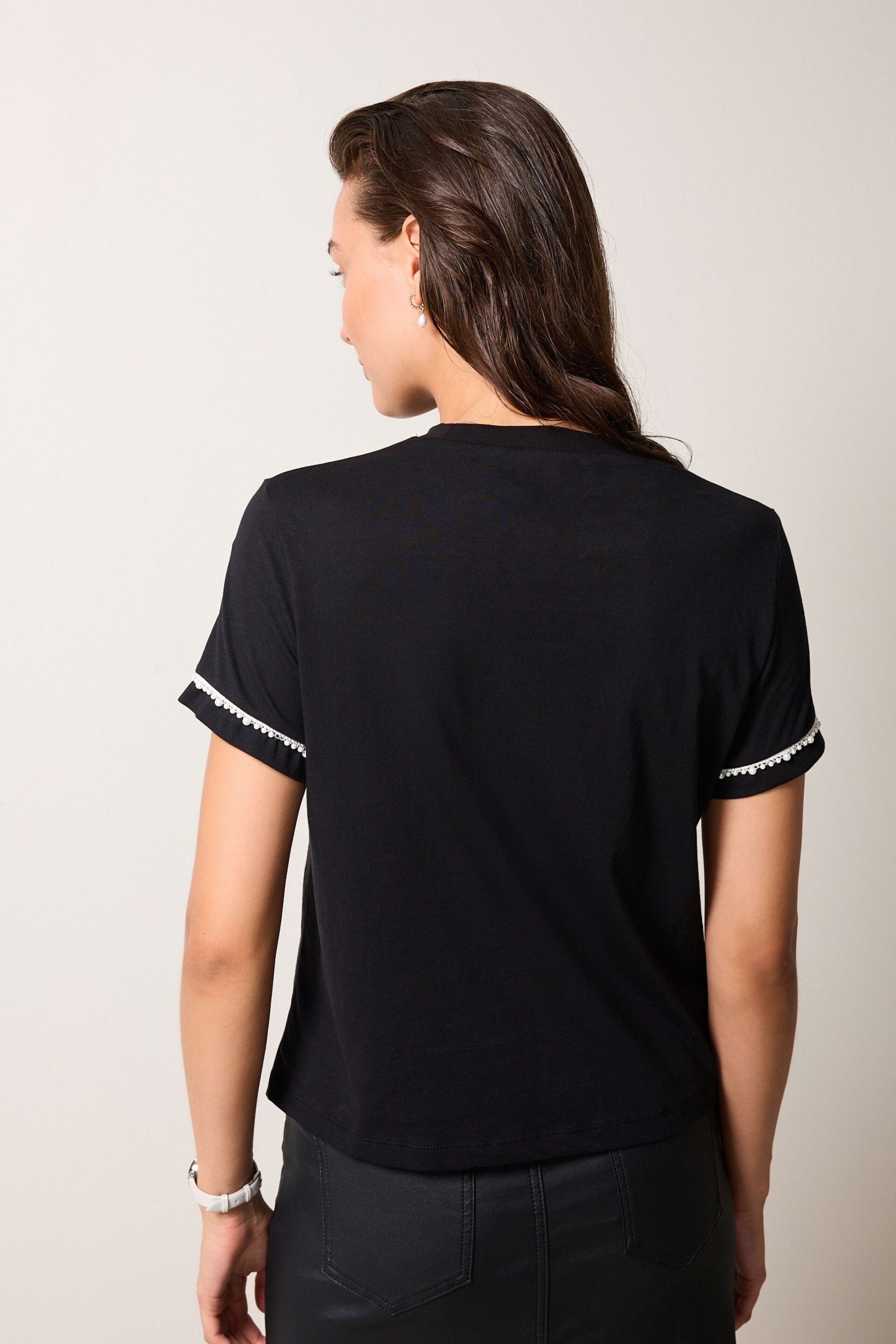 Black Pearl Trim Short Sleeve T-Shirt - Image 3 of 6
