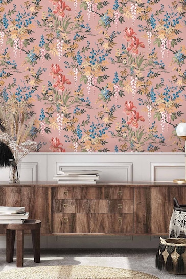 Woodchip & Magnolia Pink Hestia Wallpaper
