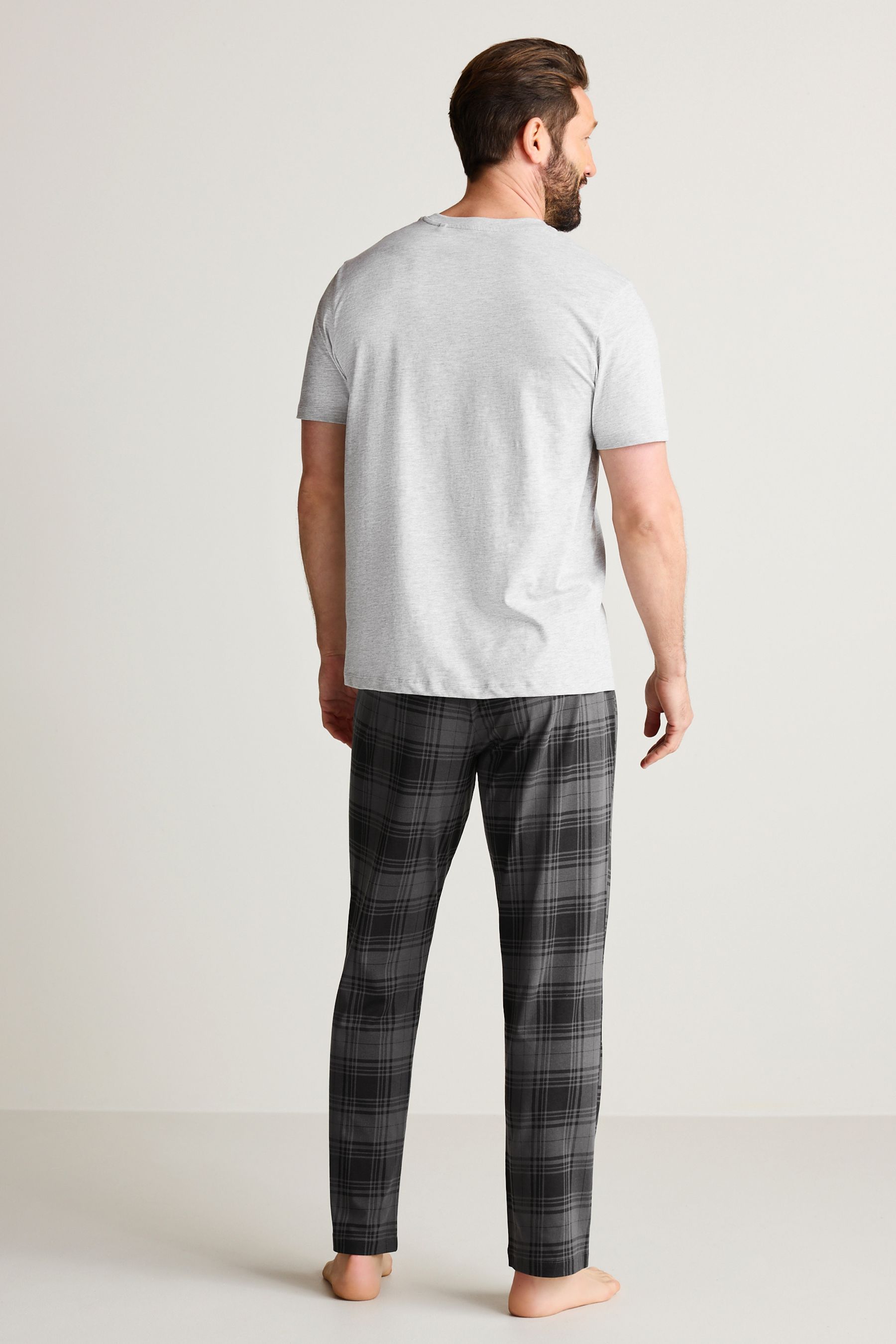 Buy Black Grey Check 100 Cotton Jersey Pyjamas Set 2 Pack from Next Luxembourg