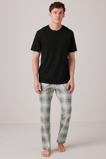 Black/Grey Check Jersey Pyjama Sets 2 Pack
