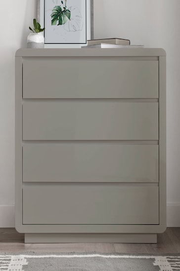 time4sleep Grey Marlow High Gloss Four Drawers Chest
