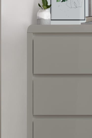 time4sleep Grey Marlow High Gloss Four Drawers Chest