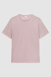 Reiss Dusty Pink Venice Linen Crew Neck T-Shirt - Image 2 of 5