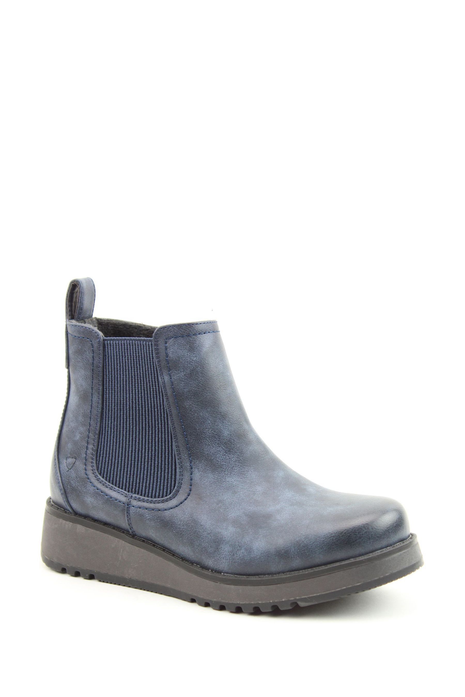 Buy Heavenly Feet Blue Ladies Vegan Friendly Ankle Boots from the