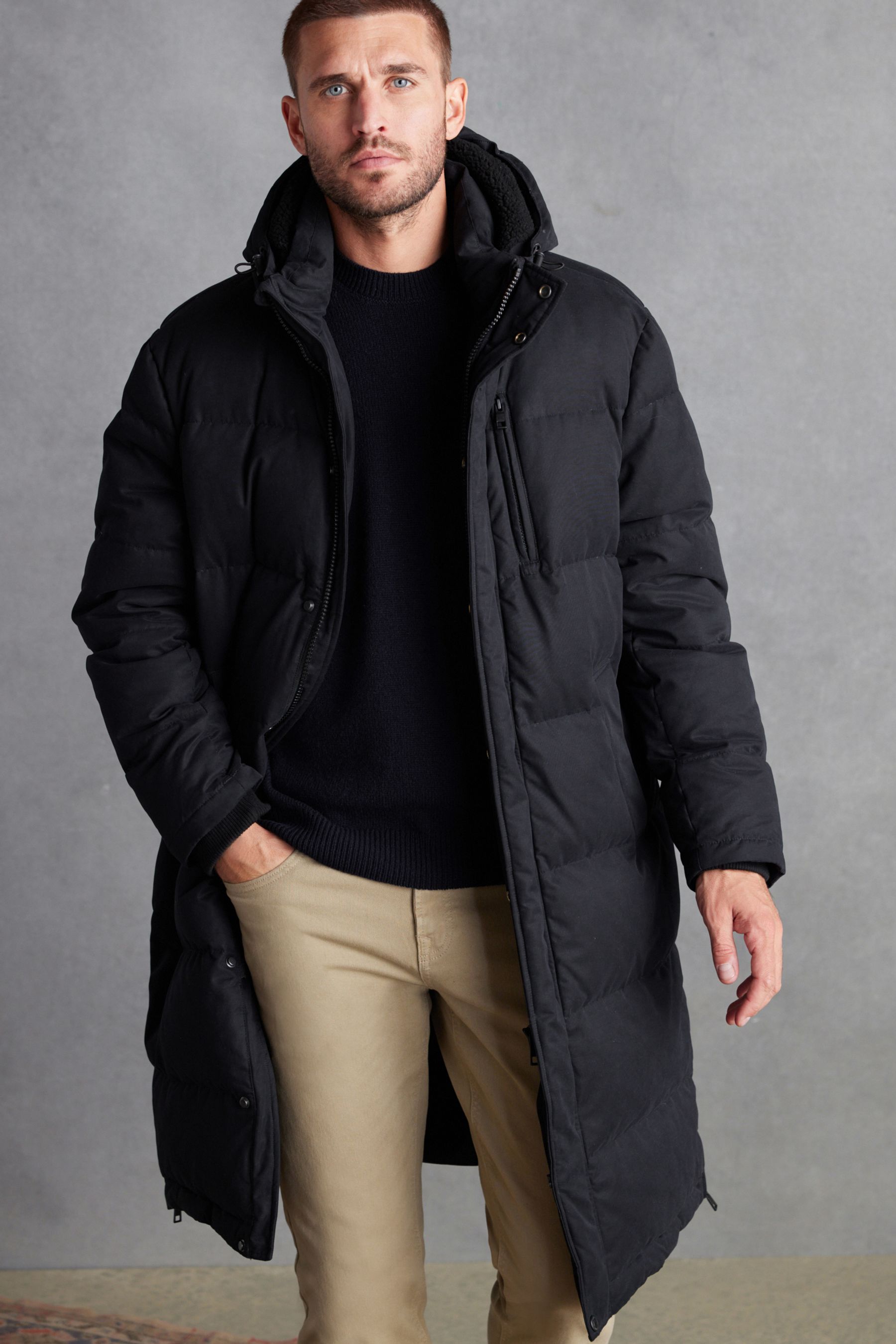 Buy Black Signature Longline Down Puffer Coat from the Next UK online shop