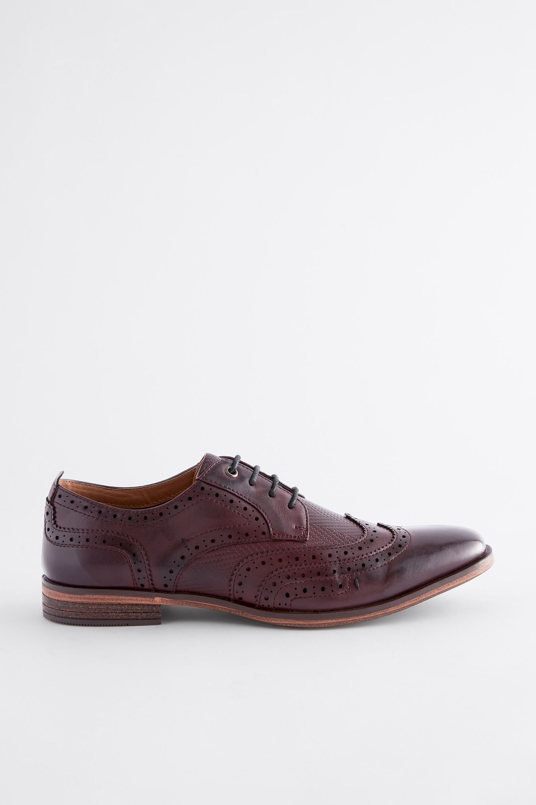 Buy Burgundy Red Texture Detail Double Wing Brogue Shoes from Next Luxembourg