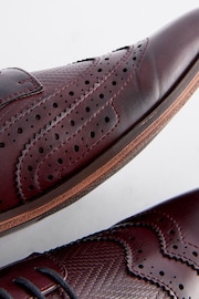 Burgundy Red Texture Detail Double Wing Brogue Shoes - Image 5 of 7